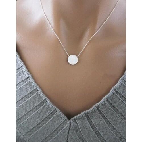 10PCS Brushed Forever Round Circle Necklace Tiny Geometric Disk Coin Disc Dot Necklace Cute Simple Pie Shape Chain Necklaces