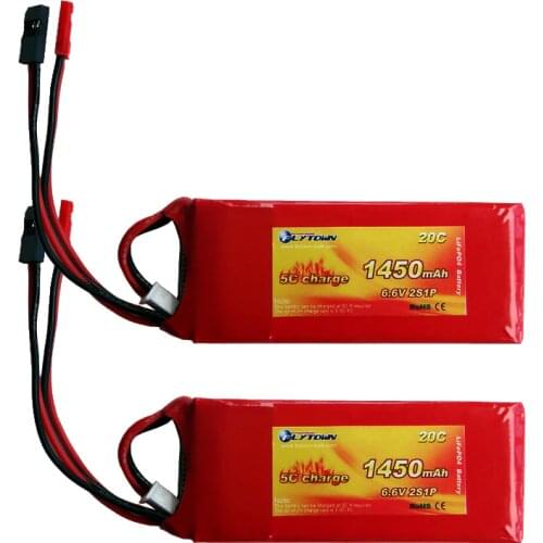 Flytown 1450mAh 2S 6.6V 20C/40C LiFePO4 battery RX battery with JST Plug for Futaba Receiver RC hobby parts