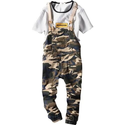 2020 Mens and womens Summer Nine Points Bib Couple Casual Camouflage Siamese Straps Feet pants Fashion Pockets Overalls XXXL