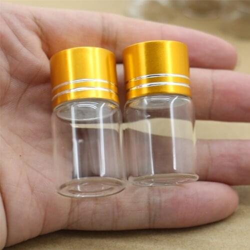 50 PCS/lot 22*40mm 8ml Small Glass Bottle Golden Plastic Cap storage jar Glass Jars Test Tube Vial Mini Containers Bottles