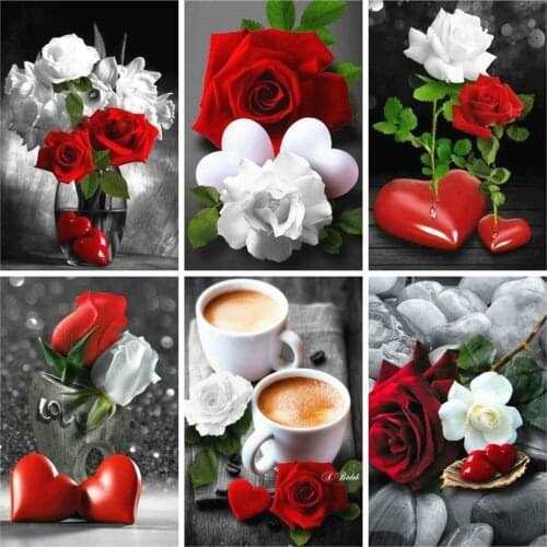 5D Diamond Painting Flowers Picture Rhinestones Diamond Embroidery Full Square Cross Stitch Kits Coffee Cup Home Decor