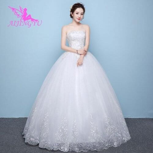 AIJINGYU 2021 plus size Customized new hot selling cheap ball gown lace up back formal bride dresses wedding dress WK437