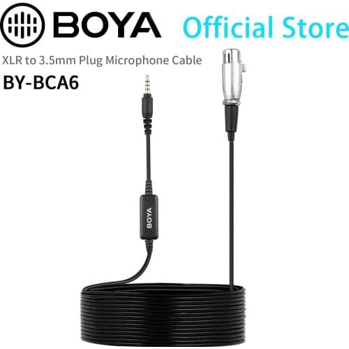 BOYA BY-BCA6 3.5MM to XLR Input Microphone Cable Adapter with integrated preamplifier for IOS iPhone 8 8 plus Android Smartphone