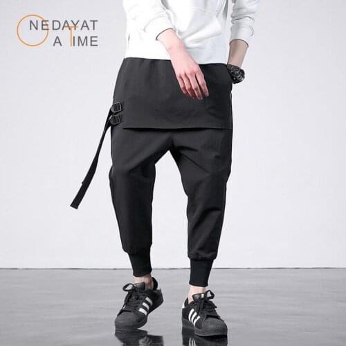 New Western Diablo Style Fashion Individuality Side Ribbon Mens Jogger Trousers Hip Hop Autumn Casual Street Male Harem Pants