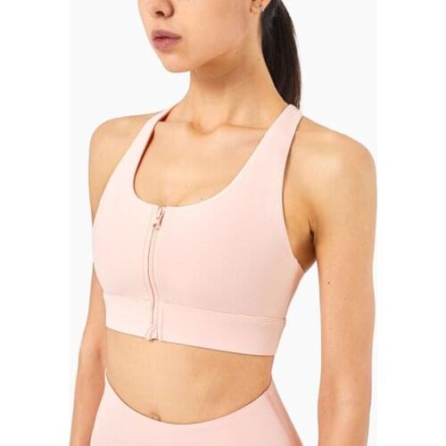 Zipper Yoga Bra Push Up Underwear Sport Top Fitness Women Gym Tops Jogging Activewear Training Bra Zip Up High Impact Sports Bra