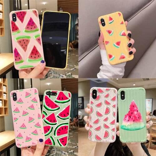 Cartoon Watermelon Trolley Suitcase Texture Phone Case IPhone 11 Pro Max X XS MAX 8 7 6S Plus Cute Candy Color Casing
