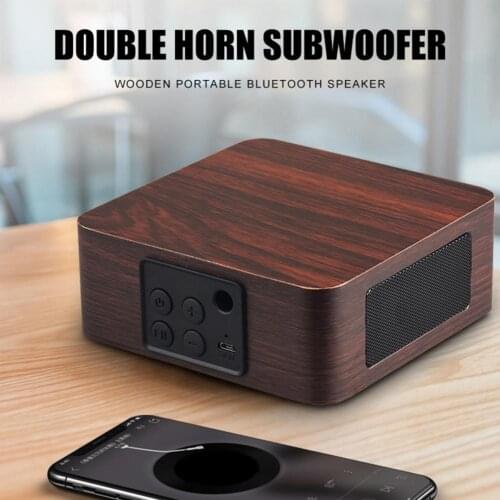 Q1A Bluetooth 4.2 Wood Wireless Speakers Rechargeable Heavy Bass Speaker Subwoofer Music Player Loudspeaker Bluetooth Speakers