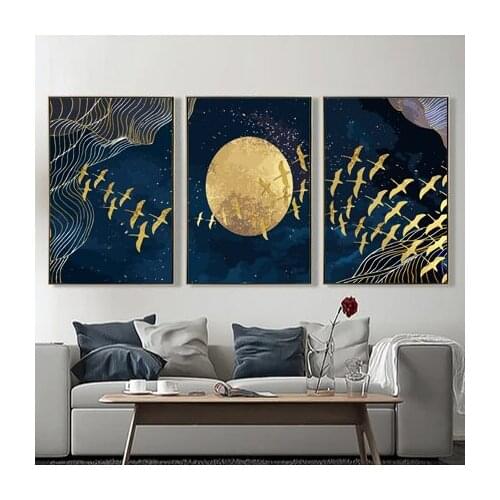 DIY 50x40cm 3Pcs Paint By Numbers Asuka Moon For Landscapes Home Decoration Oil Painting By Numbers Full Set For Adults