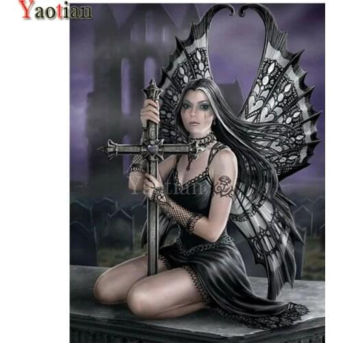 DIY Diamond Painting Full Square/Round Dark Angel Butterfly Fairy Painting By Numbers 5d diamond Embroidery Mosaic Rhinestone
