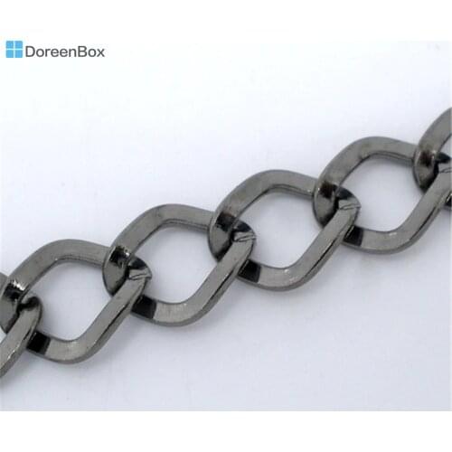 Doreen Box Lovely 4M Gunmetal Square Curb Chains Findings 7x8mm (B04713)