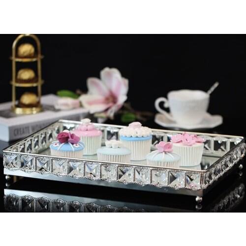 European Plate With Silver Cake Disc Crystal Glass Tray Rectangle Household Tea Tray The Dishes