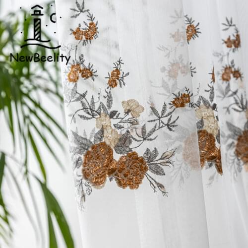 Luxury Embroidered Tulles Curtains for Living Dining Room Bedroom Screens Household Customized Drapes Yarn European Style Flower