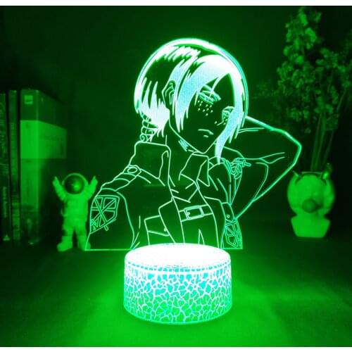 Attack on Titan Anime Figure Captain Ymir 3D Led RGB Neon Night Lights Birthday Gifts Lava Lamp Manga Bedroom Table Decoration