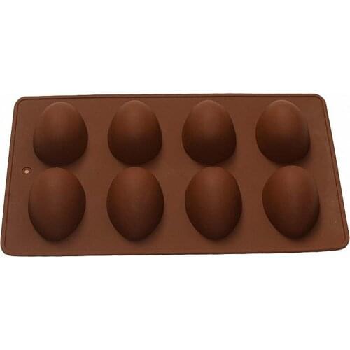 Pastry Chocolate Mold Pudding Ice Tray Mould Baking Mold Mold Silicone Mold Tray 8-Eggs Shaped DIY Brown Ice 1PCS Multifunction