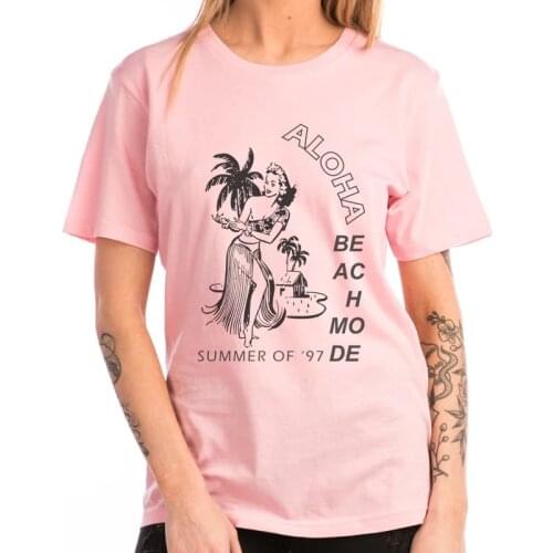 Aloha Hawaii Vintage Aesthetic T Shirt Women Summer Casual Vacation Beach T-Shirt Short Sleeve Cute Graphic Tees Holiday Clothes