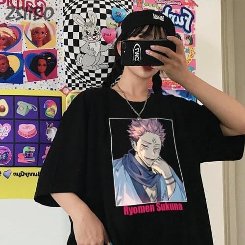 Harajuku Mens tshirt Jujutsu Kaisen Tops Yuji Itadori Cool Unisex Short Sleeve T shirt Anime Funny Print T-shirt Male Streetwear