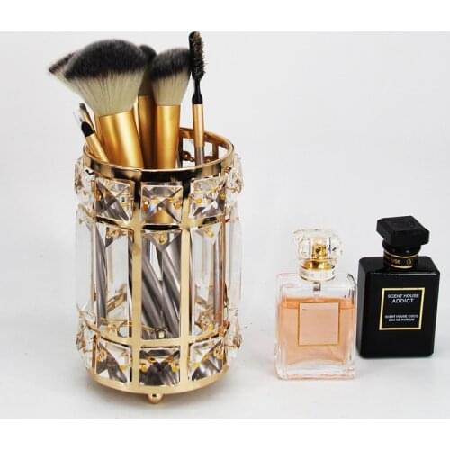 IMUWEN Crystal Candle Holder Silver /Gold Candlestick Makeup Brush Storage Table Cosmetic Box For Home Party Decoration
