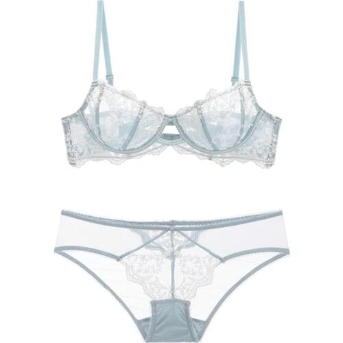 Embroidered Bra And Panty Set Women Lingerie Women Underwear Langeri See Through Bra Lace Bra Set Sexy Bra