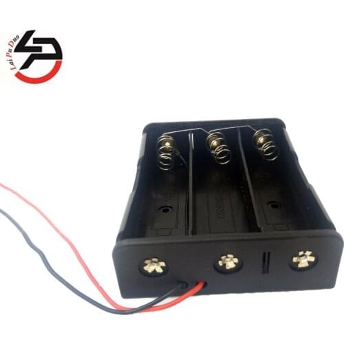 Laipuduo Brand New 18650 Battery Storage Case Box Holder with 6 wires Leads for 3x 18650 battery Black Plastic 3Way 3 Slots