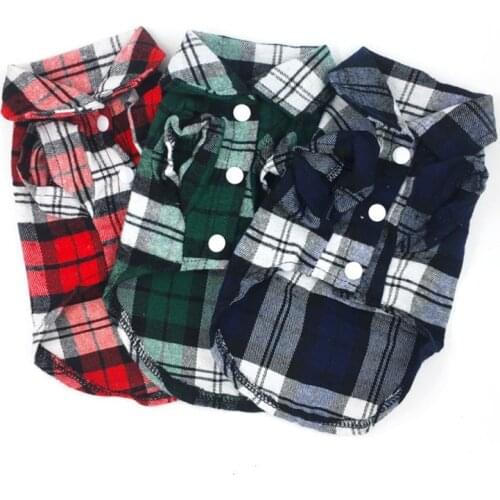 Summer Pet Dog Clothes Plaid for Small Dogs Cotton Cat Dog T-shirt Vest Puppy Clothing Chihuahua Yorkshire Shirts Pets Coat