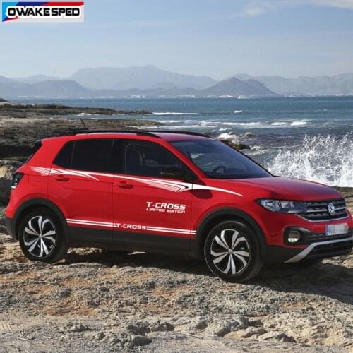 Both Side Edition Limited Sport Stripes For Volkswagen-VW T-cross R line Car Waist Lines Sticker Auto Body Decor Vinyl Decals