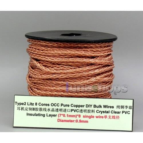 LN006145 Type2 Copper Litz 8 Core OCC Silver Plated Bulk Wire For Custom Shure Fostex QDC ue 1964 westone Earphone Headphone