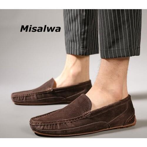 Misalwa Dropshipping Suede Leather Men Loafes Handcraft Soft Men Flats Spring Summer Hollow Comfortable Men Moccasins
