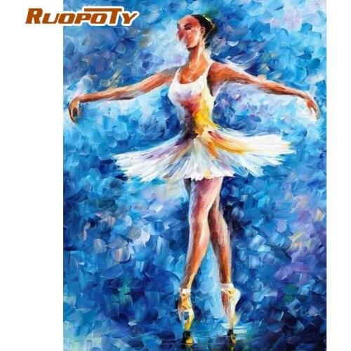 RUOPOTY Ballet Dancer Oil Paint Diy Framed Painting By Numbers For Adults Paint Kits DIY Gift 40x50cm Room Decors Wall Artcraft