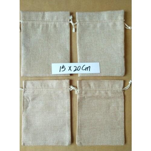 100Pcs Small Natural Linen Jute Sack Gift Bags Jewelry Pouch Drawstring Linen Jute Sack Bag For Home Party Storages 15*20CM