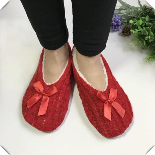 Fuzzy Slippers Socks Women Winter Plush Non Slip Sleeping Soft Comfy Female Thicken Designer Knot casual Floor Short Sock