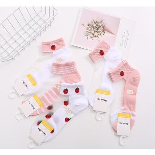 5 Pairs 1 Pack Women Socks Set Harajuku Cartoon Sock Animal Bear Panda Cow Lace Short Ankle Sock Mesh Elastic Female Sox Mujer