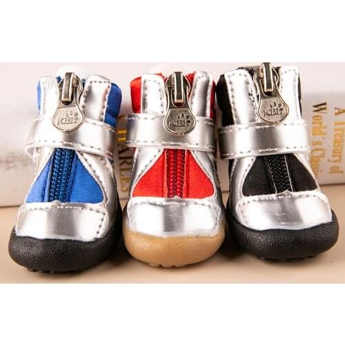 Casual 4pcs/set Non-slip Sole Dog Shoes For Small Dogs Black Blue Purple Red Pet Footwear Accessories For Chihuahua Little Puppy