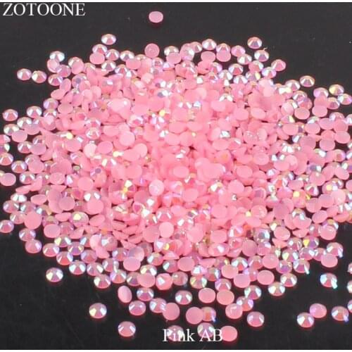 ZOTOONE FlatBack Non HotFix Resin Pink AB Rhinestones Strass Crystal Applique DIY Nail Art Glue On Stones for Clothes Decoration