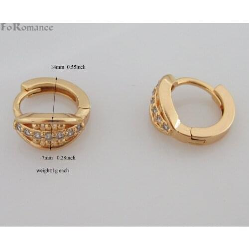 Foromance/ SHINNING ZIRCON STONE INSERTED - YELLOW GOLD GP HUGGIE HOOP 0.55" EARRING FIVE STYLES AVAILABLE