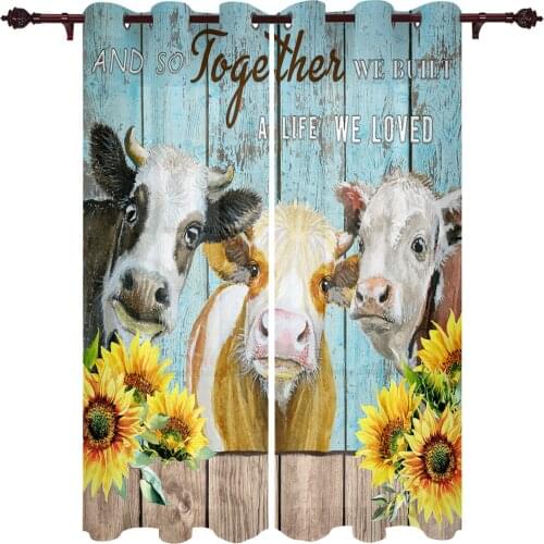 Baby Bedroom Curtains Farm Cow Sunflower Living Room Hanging Curtains Balcony Kitchen Study Modern Window Treatments