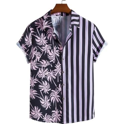 2021 Spring Slim Lapel Print Shirt Casual Ordinary Pink Youth Clothing Mens Wear