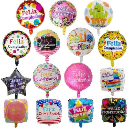 10pcs 18inch Spanish Foil Balloon Feliz Cumpleanos Balloons Helium Balloon Happy Birthday Party Decorations Air Globos Baloes