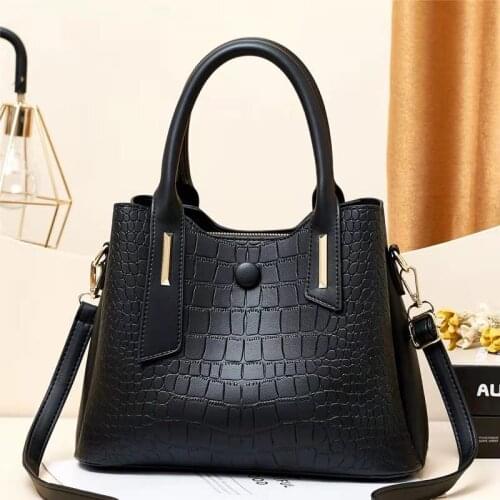 New Summer New Womens Bag Fashion Bucket Bag Crocodile Pattern Pattern Shoulder Bag Ladies Handbag High Capacity Mom 2021