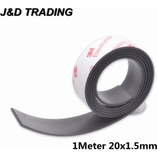 1 Meter self Adhesive Flexible Magnetic Strip 3M Rubber Magnet Tape width 20mm thickness 1.5mm 20mm x 1.5mm