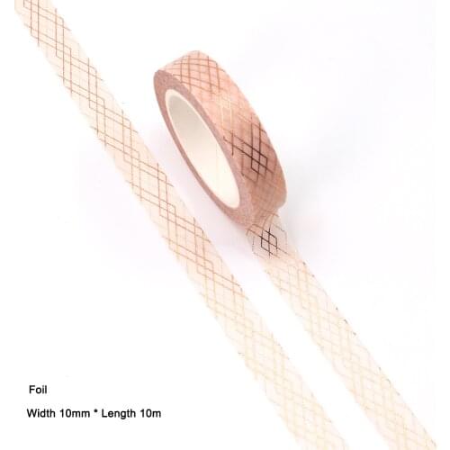 10PCS/lot 10MM*10M Foil Grid pattern washi tape Masking Tapes Decorative Stickers DIY Stationery School Supplies