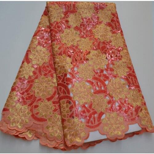 11 colors (5yards/pc) high quality coral red African handcut party lace fabric fantastic sequins embroidered organza lace OP31