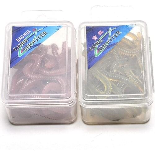 15 Pcs = 1 Box Tackle Soft Bait Lifelike Fishy Smell Lures Red Green Artificial Sea Worm Worms Simulation Fishing Lure
