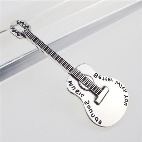 2pcs Antique Silver Metal Music Guitar Charms Pendants DIY Jewelry Findings Accessories 12637
