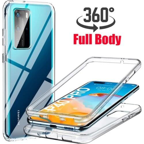 360 Full Body Shockproof Transparent Soft TPU Phone Case For Huawei P40 Lite E P30 P20 P10 Mate 30 20 10 Pro Honor 20 V20 V30 8X