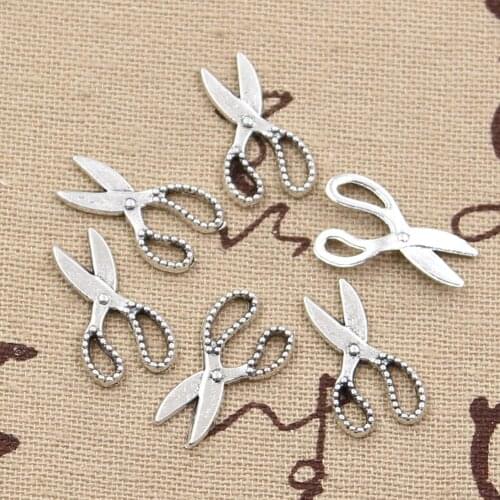 50pcs Charms Scissors 19x11mm Antique Bronze Silver Color Pendants Making DIY Handmade Tibetan Bronze Silver Color Jewelry