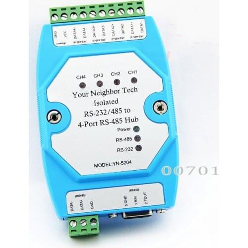 Free Shipping Industrial RS-232/RS485 to 4 Port RS485 Hub Isolated Splitter Ethernet Module