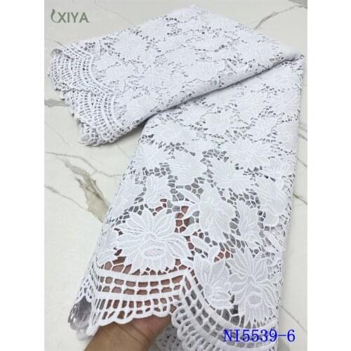 Pure White Nigerian Guipure Lace Water Soluble Lace Fabric High Quality Embroidered African Cord Lace Fabrics for Sewing NI5539