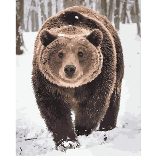 Moon bear Brown bear Snow Animal DIY Digital Painting By Numbers Modern Wall Art Oil Painting Holiday Gift Home Decor Big Size