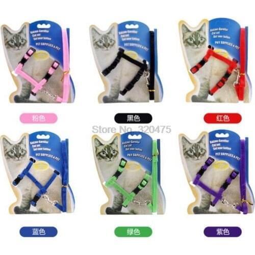 DHL 500pcs Pet Cat Collar Harness And Leash Adjustable Pet Traction Dog Collar Cats Products For Cat Pet Harness Belt