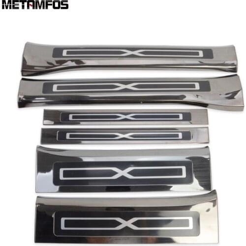 For Tesla Model X 2016 2017 2018 2019 Inner+Exterior Door Sill Strip Scuff Guard Plate Molding Trim Accessories Car Styling